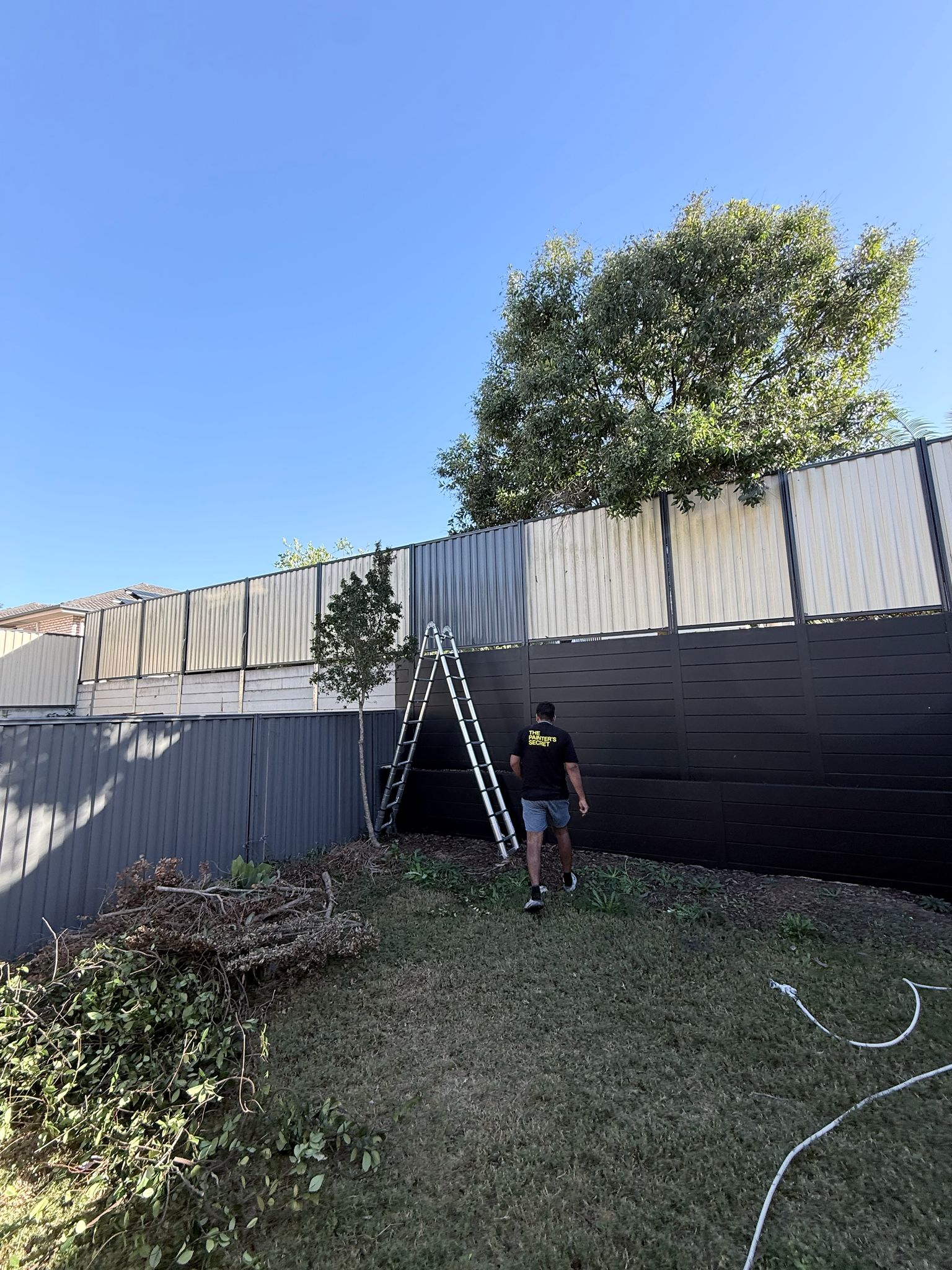 Paintmates team painting a colorbond fence